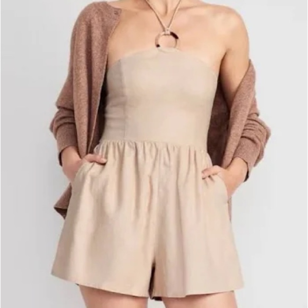 Old Navy Beige Strapless Romper